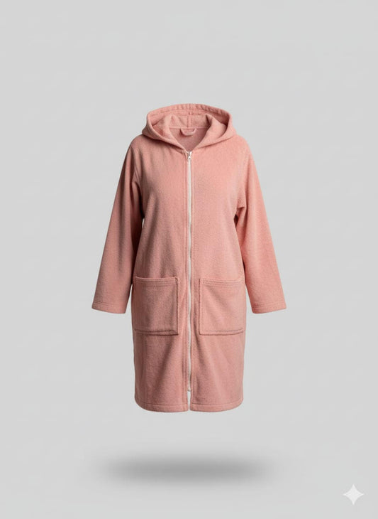 Pink hooded towel capimiri on a light gray background, Guava Pre-teens & Teens hooded towel