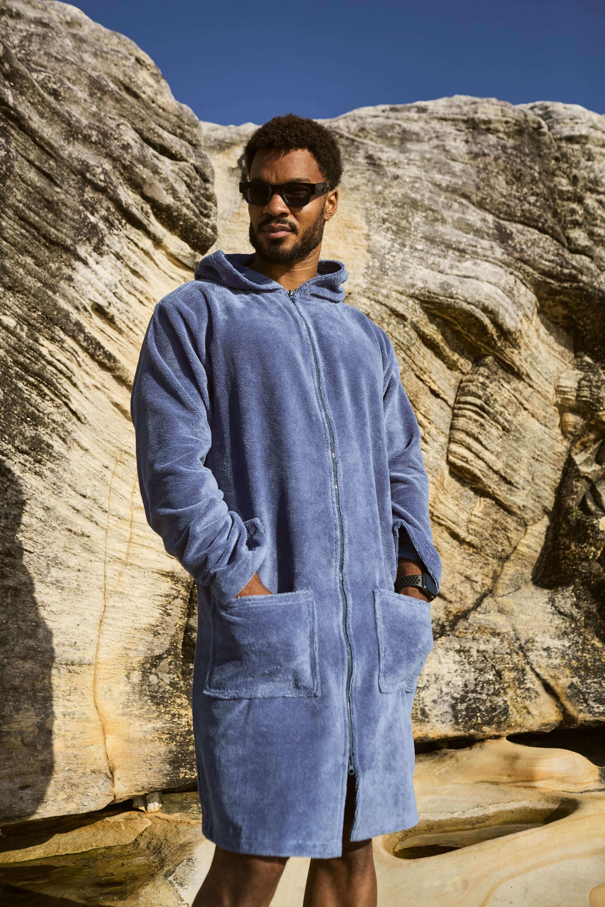 Deep Blue Men's Hooded Towel